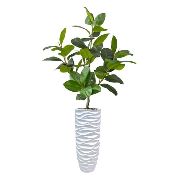 Vintage Home Real touch 78.5 in. fake Rubber tree in a fiberstone planter