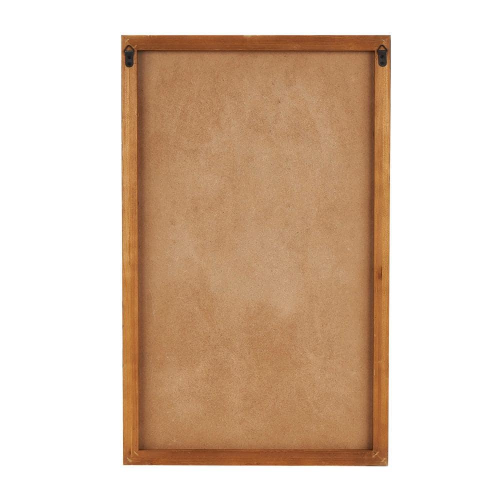 White Geometric Textured Wall Art with Brown Solid Wood Frame