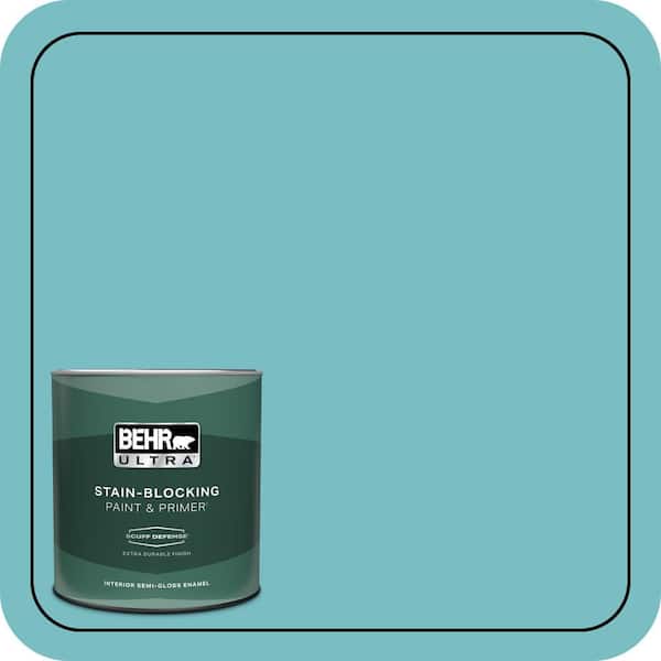 BEHR ULTRA 1 qt. #M460-4 Pure Turquoise Extra Durable Semi-Gloss Enamel Interior Paint & Primer