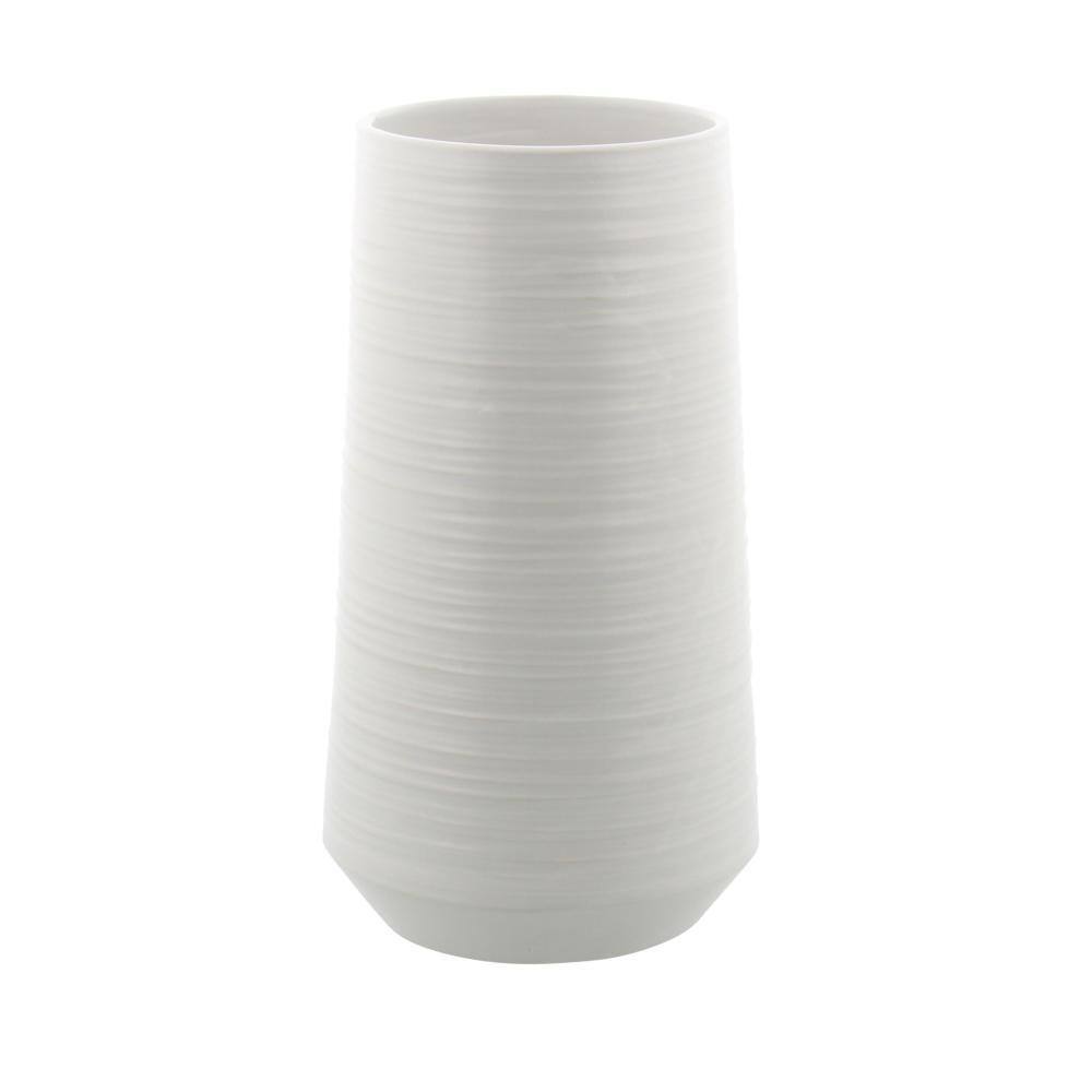 White Porcelain Cylinder Table Vase 12"