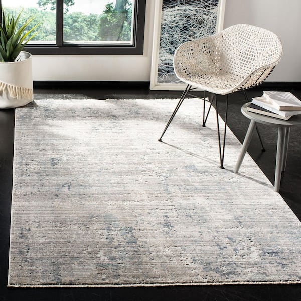 Winston 2 ft. x 4 ft. Gray/Blue Striped Distressed Area Rug