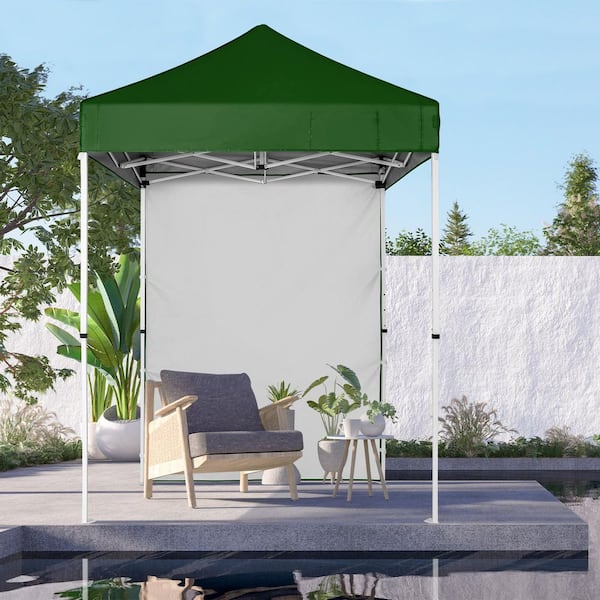 5 ft. x 5 ft. Green Pop Up Canopy Tent with Carry Bag, Removable Sidewall and Mesh Pocket, Instant Shelter Tent