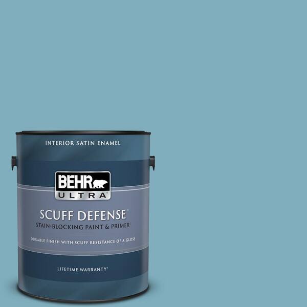 BEHR ULTRA 1 gal. #PMD-83 Porcelain Blue Extra Durable Satin Enamel Interior Paint & Primer