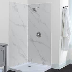 Jetcoat 42 in. x 42 in. x 78 in. Shower Kit in Carrara White with 42 in. x 42 in. Neo Angle Base in White (5-Piece)