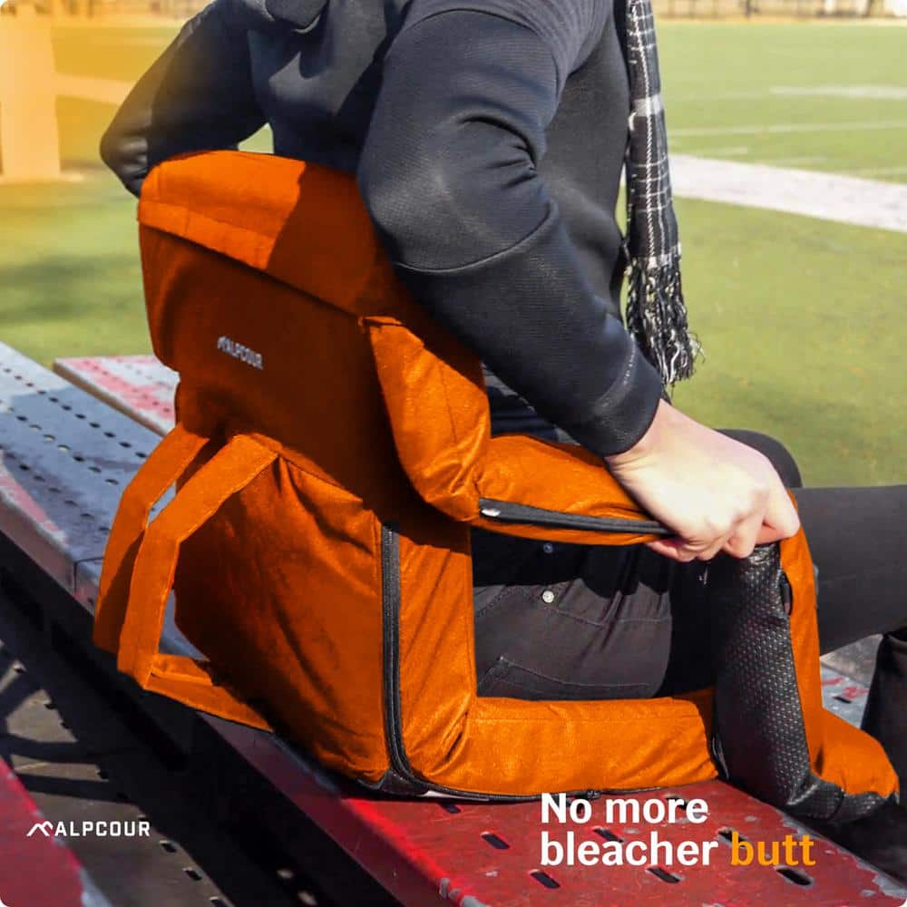 Alpcour Extra-Wide Orange Polyester Reclining Stadium Seat with Armrests