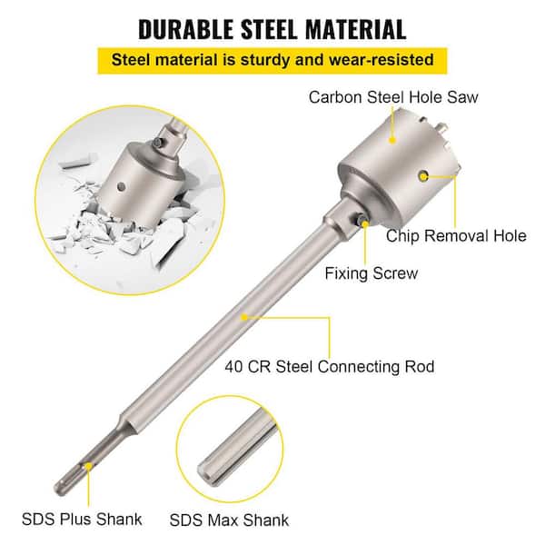 SKYSHALO Concrete Hole Saw Kit, SDS Plus and Max Shank, 1-2