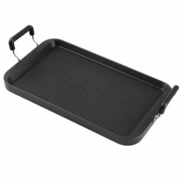 Stove Top Flat Griddle, 17 in. Aluminum 2 Burner Griddle Pan, Non Stick Pancake Pan for Stove Top Grill Outdoor Camping