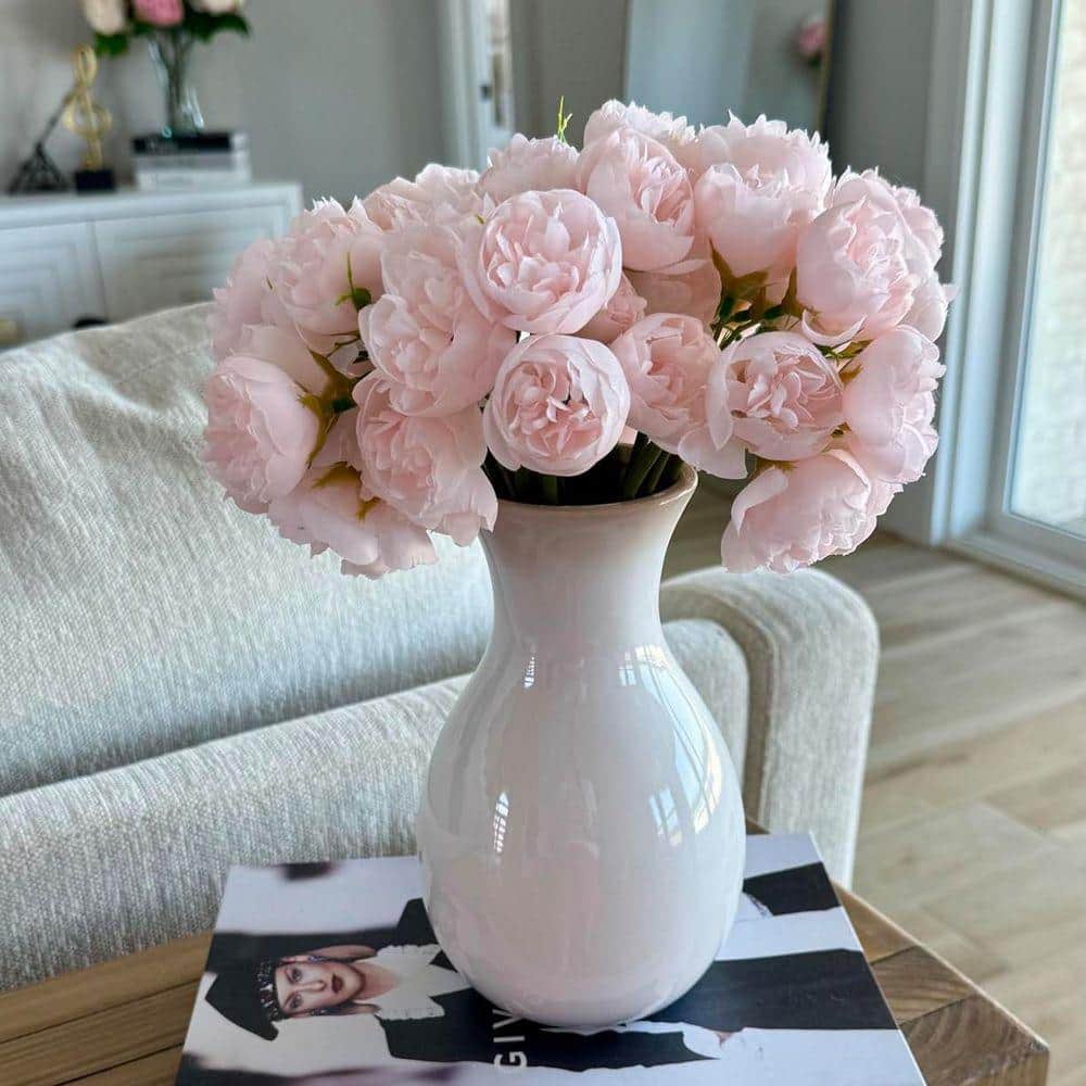 10.5 in. Pink Indoor Artificial Ranunculus Flower(18 Stems), Light