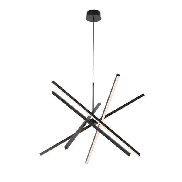 UMEILUCE 60-Watt 5-Light Integrated LED Black Sputnik Chandelier