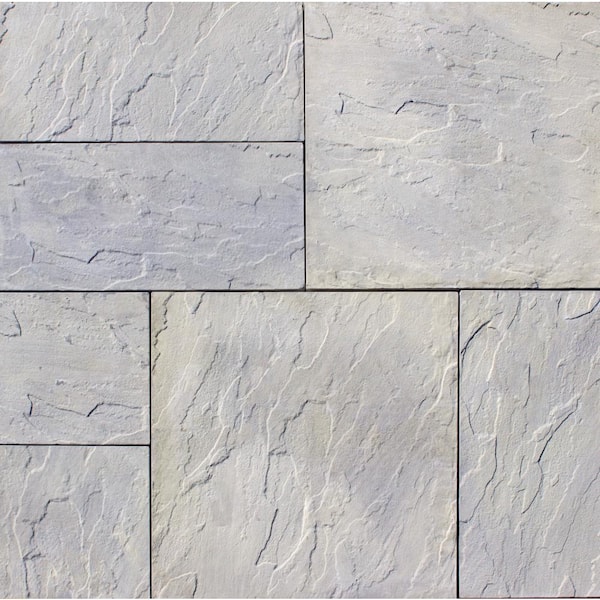 Nantucket Pavers Patio-on-a-Pallet 12in. x 24in. and 24in. x 24in. Concrete Gray Variegated Basketweave Yorkstone Paver(18 Pcs/48 Sq Ft)