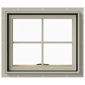 24 in. x 20 in. W-2500 Series Desert Sand Painted Clad Wood Awning Window w/ Natural Interior and Screen