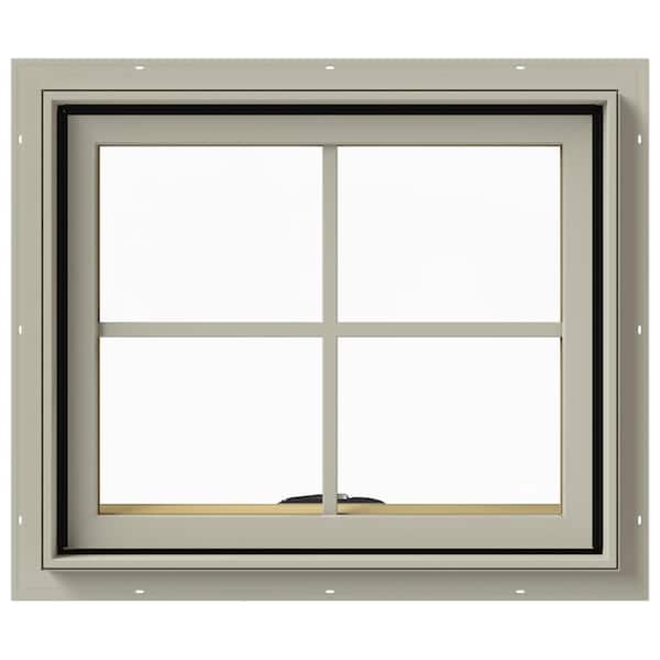 JELD-WEN 24 in. x 20 in. W-2500 Series Desert Sand Painted Clad Wood Awning Window w/ Natural Interior and Screen