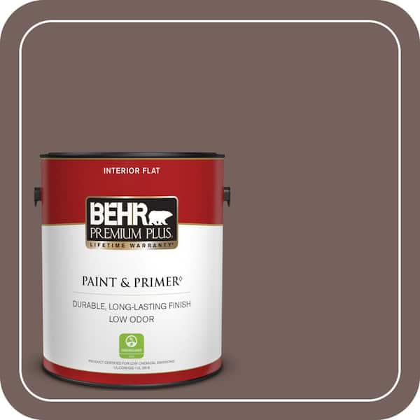 BEHR PREMIUM PLUS 1 gal. #730B-6 Sweet Truffle Flat Low Odor Interior Paint & Primer