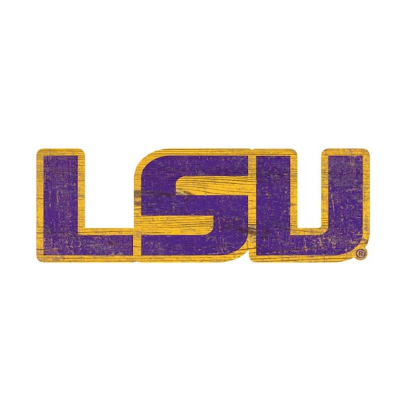 Adventure Furniture LSU Distressed Logo Cutout Decorative Sign