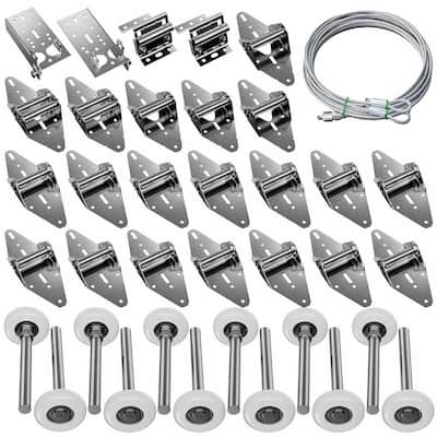 2 in. Flat Round Reinforced Nylon Quiet Roller Garage Door Hardware Kit for Double Garage Doors Assembly
