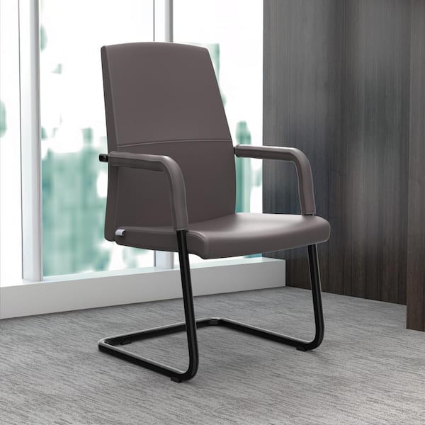 Leisuremod Summit Faux Leather Adjustable Height Ergonomic Office Chair in Black with Nonadjustable Arms