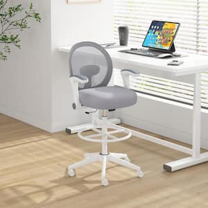 BOSS Gray Fabric, Seat Adjustable Height Ergonomic Drafting Chair in Gray with Flip-Up Arms