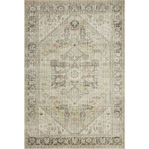 Skye Natural/Sand 6 ft. x 6 ft. Round Printed Distressed Oriental Area Rug