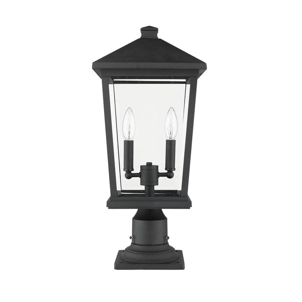 Black Metal Outdoor Lantern with Candelabra Base