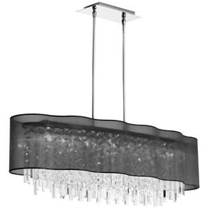 Leon 8 Light Polished Chrome Chandelier with Black Organza Shades