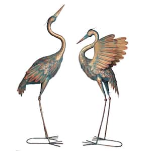 Metal Crane Garden Statue Deco