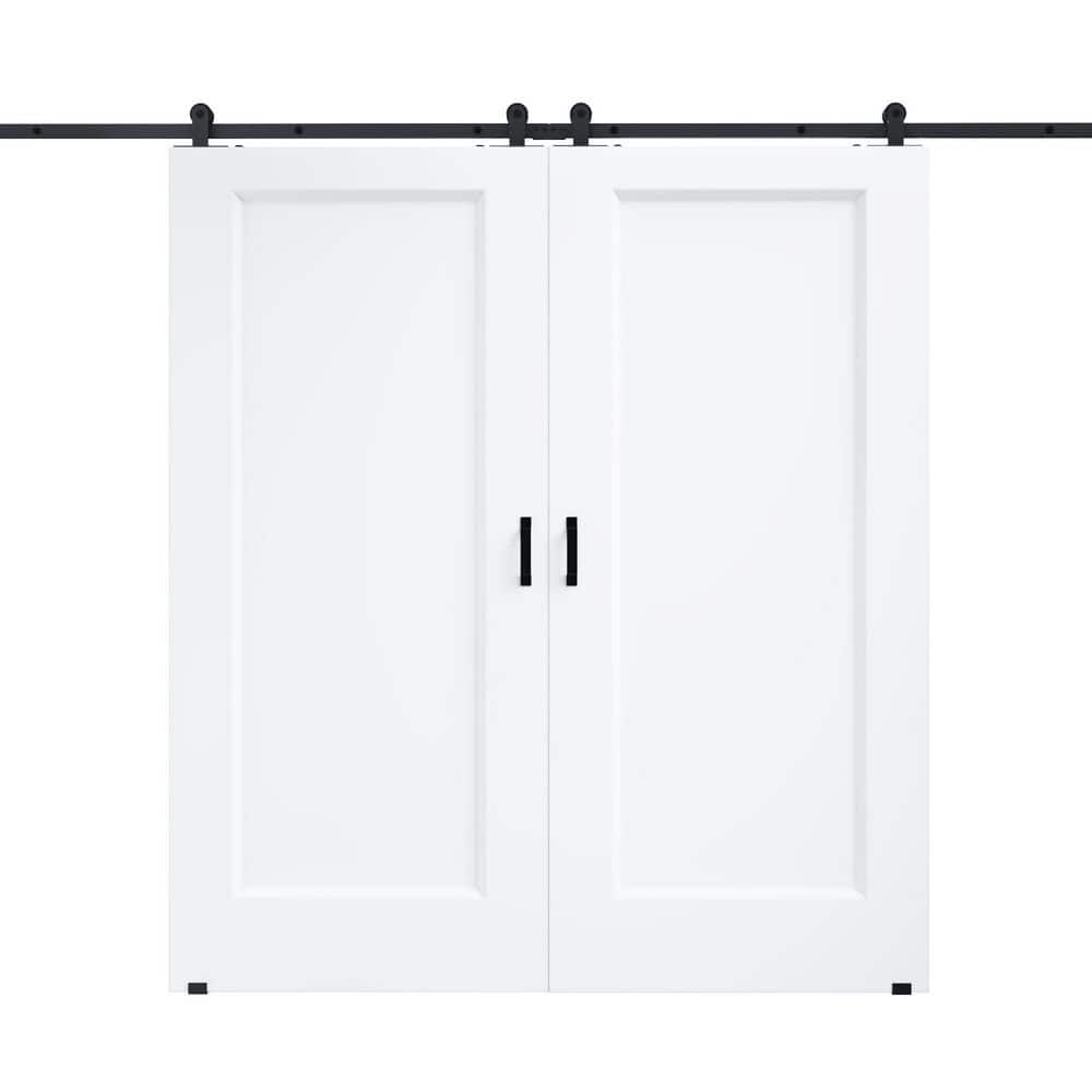 72 in. x 80 in. 1 Panel White Primed Hollow Core MDF Sliding Barn Door with T Shape Hanger Set Hardware price history on PriceWatchPro