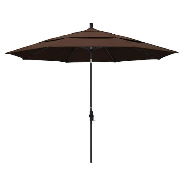 California Umbrella 11 ft. Aluminum Collar Tilt Double Vented Patio Umbrella in Mocha Pacifica