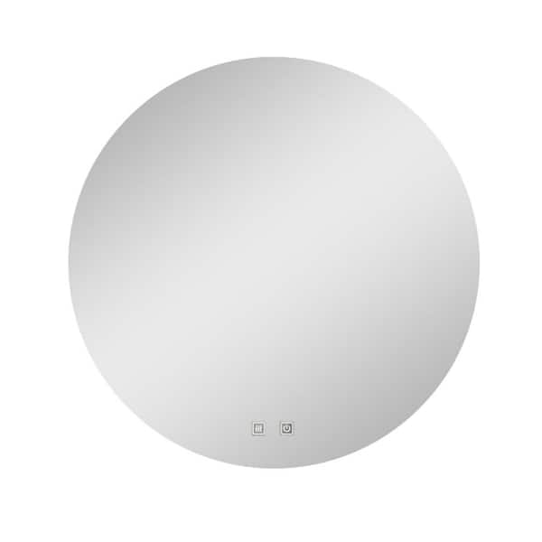Qidian 32 in. W x 32 in. H Round Wall Mounted Bathroom Led Frameless Vanity Mirror with Waterproof Energy saving, Anti-Fog
