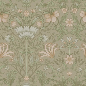 Vintage Floral Beige Non-Pasted Wallpaper (Covers 56 sq. ft)