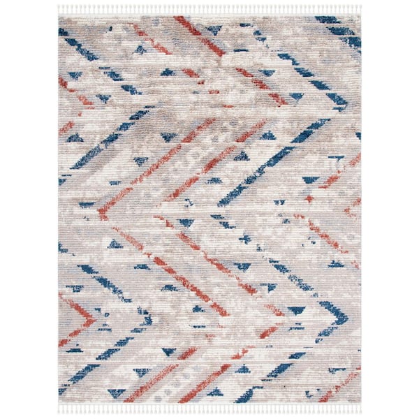 SAFAVIEH Morocco 8 ft. x 10 ft. Gray/Navy Distressed Western Area Rug ...