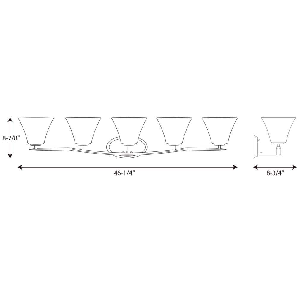 Bravo Brushed Nickel 5-Light Bath Vanity with Etched Opal Shades