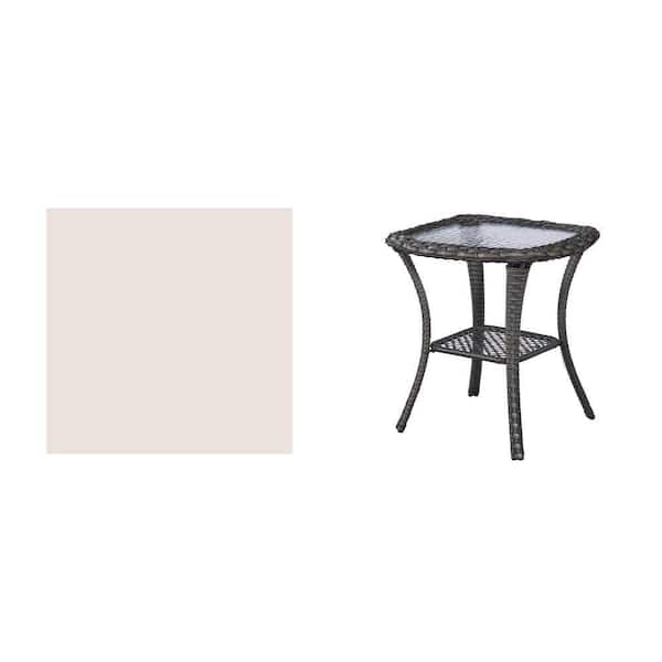 Crescent Moon Brown Wicker 3-Piece Patio Conversation Set with Beige Cushions and Brown Wicker Side Table Combo