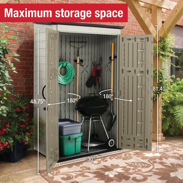 Rubbermaid 4 ft. W x 2.5 ft. D Vertical Shed 1887157 - The Home Depot