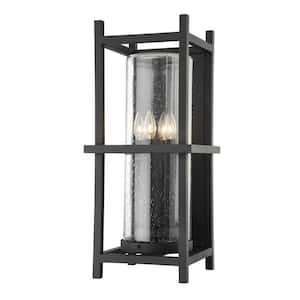 Carlo 4-Light Textured Black, Clear Seeded Wall Sconce