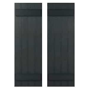 14 in. x 47 in Recycled Plastic Board and Batten Stonecroft Shutter Pair in Black
