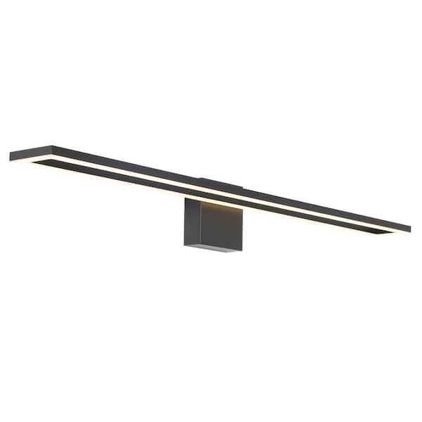 UMEILUCE 40 in. Matte Black Rectangle LED Vanity Light Bar with 3000K Warm Light Mirror Light