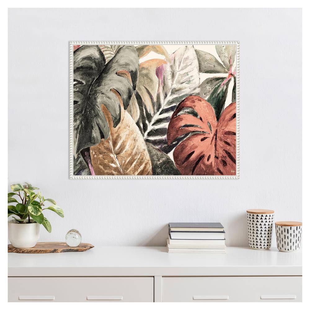 Beaded White Framed Botanical Canvas Wall Art