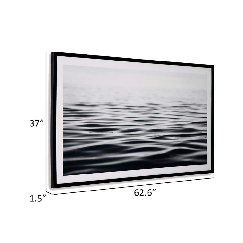 Large Black and White Waterscape Canvas Wall Art