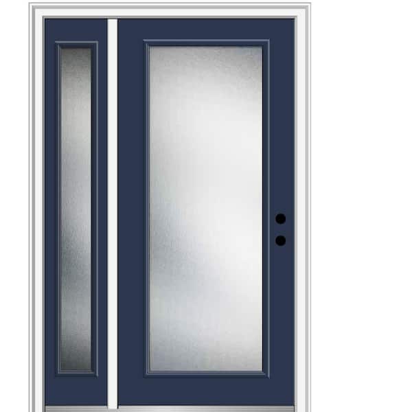 MMI Door 53 in. x 81.75 in. Micro Granite Left-Hand Full Lite Classic Painted Fiberglass Smooth Prehung Front Door with Sidelite
