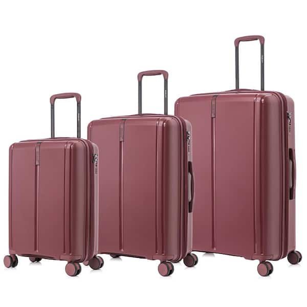 DUKAP Airley Lightweight Hard Side Spinner 3-Piece Luggage Set 20 in./24 in./28 in. Wine