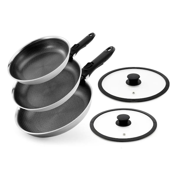 7 Piece Stainless Steel Nonstick Cookware Set with Removable Handles, Dishwasher and Oven Safe, Silver