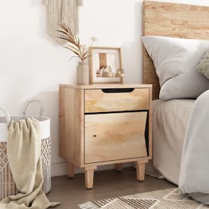 Callista Contemporary Nightstand with Drawer, Cabinet, Natural