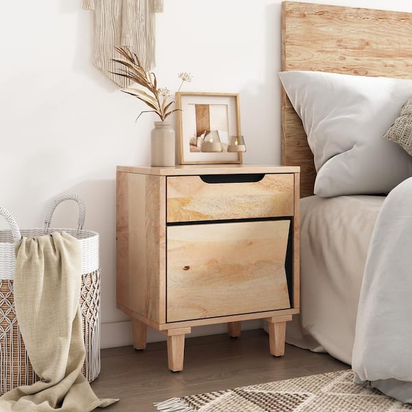 Callista Contemporary Nightstand with Drawer, Cabinet, Natural