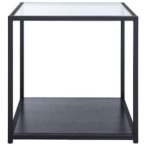 Ackley 19.7 in. Black Square Glass End Table