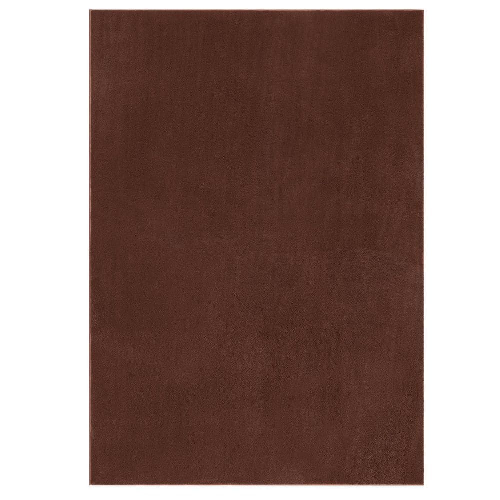 Deep Brown Rug Garvee Brown 9 ft. x 12 ft. Solid Thick Shag Rug Soft Washable Indoor ...