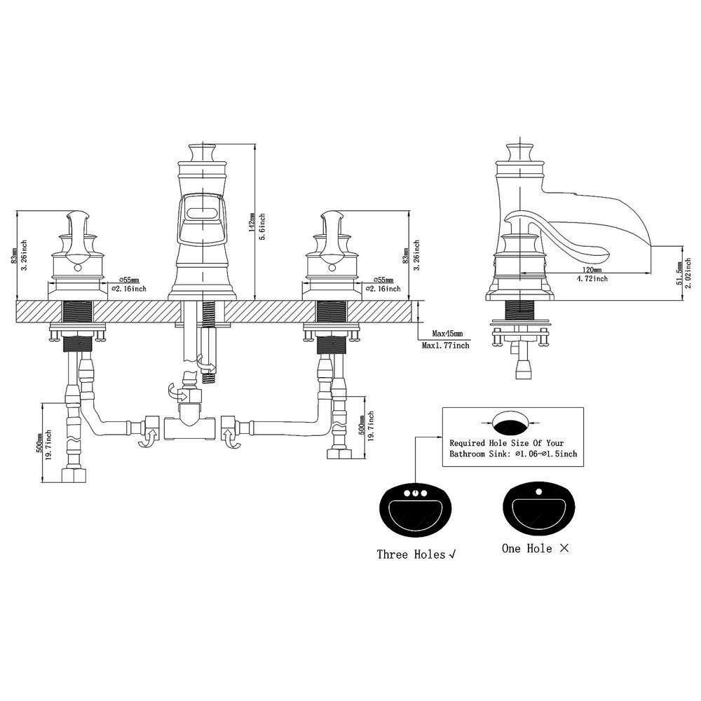 Brushed Nickel 2-Handle Widespread Bathroom Faucet with Drain Assembly