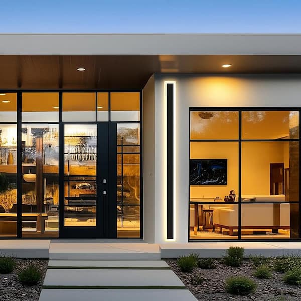 43 in. 30W 1-Light Matte Black Modern Integrated LED Outdoor Wall Light, Waterproof Porch Lantern 3000K/6000K