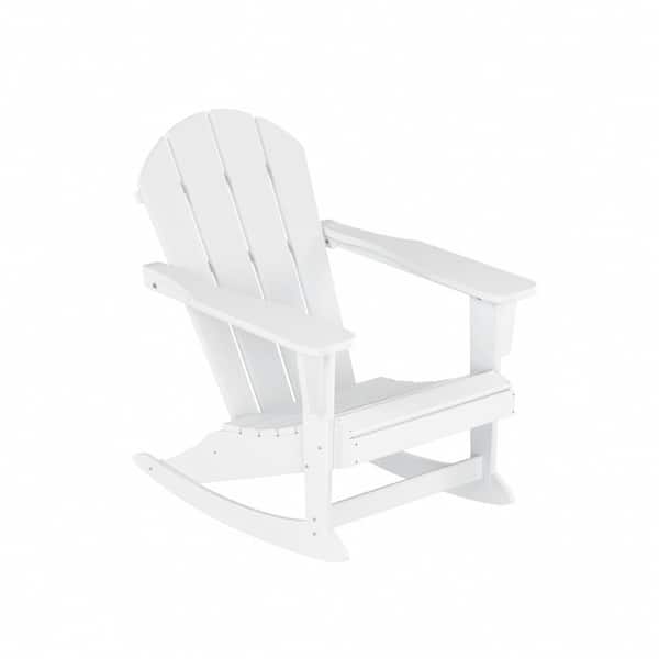WESTIN OUTDOOR Laguna Outdoor Patio Plastic Adirondack Porch Rocking Chair in White