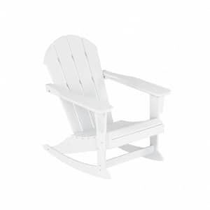 Laguna Fade Resistant Outdoor Patio HDPE Poly Plastic Adirondack Porch Rocking Chair in White