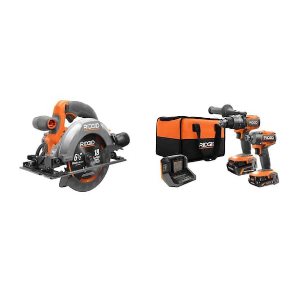 18V Brushless Cordless 2-Tool Combo Kit w/ (2) Batteries, Charger, Bag & Subcompact Brushless 6-1/2 in Circular Saw